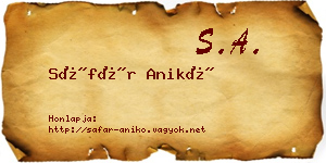 Sáfár Anikó névjegykártya